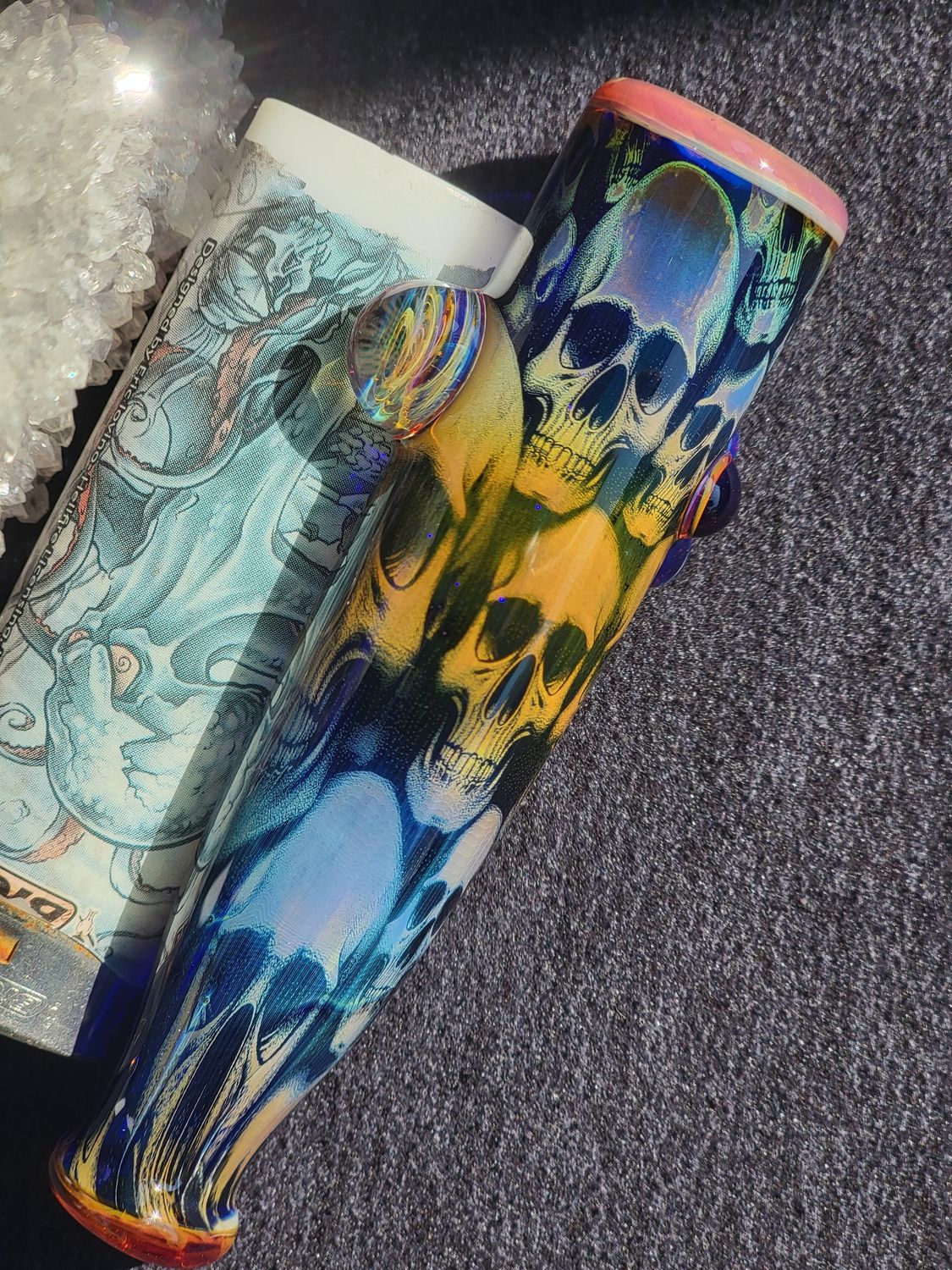 Heady Chillum 4.01" Handmade  Collectible Glass Art Tobacco Pipe