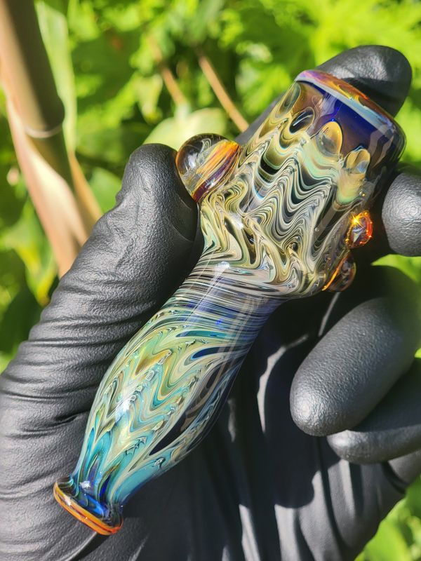 Heady Chillum 4.15" Handmade  Collectible Glass Art Tobacco Pipe