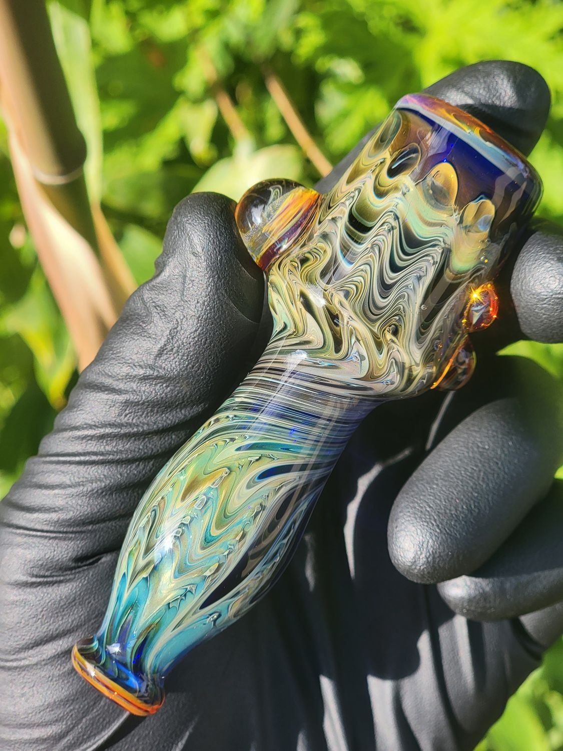 Heady Chillum 3.85" Handmade  Collectible Glass Art Tobacco Pipe