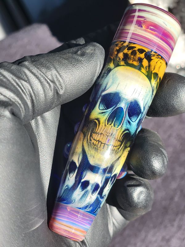 Heady Chillum 4.06" Handmade  Collectible Glass Art Tobacco Pipe