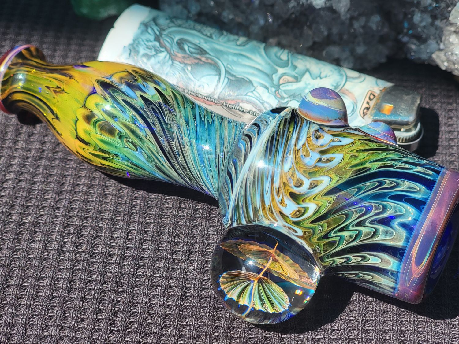Heady Chillum 4.52" Handmade  Collectible Glass Art Tobacco Pipe