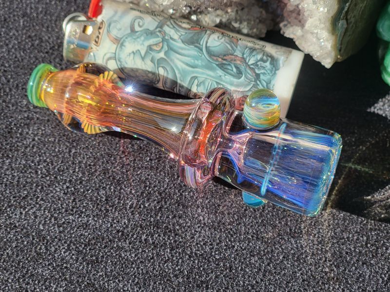 Heady Chillum 4.03" Handmade  Collectible Glass Art Tobacco Pipe