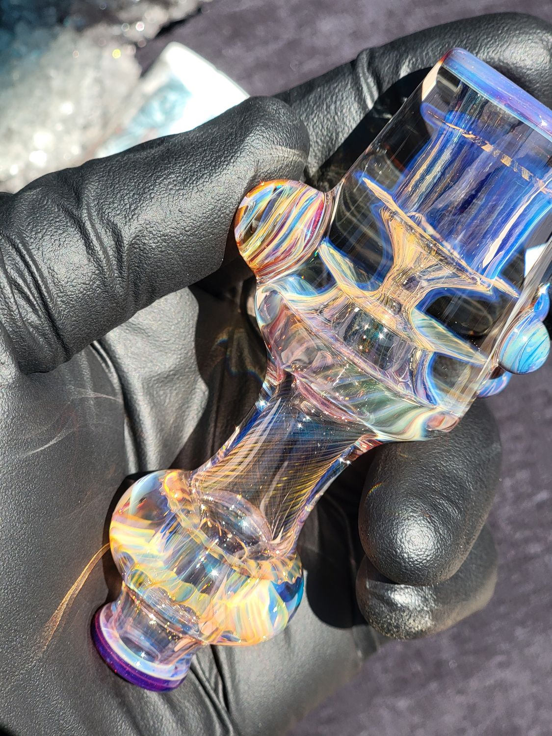 Heady Chillum 4.05" Handmade  Collectible Glass Art Tobacco Pipe