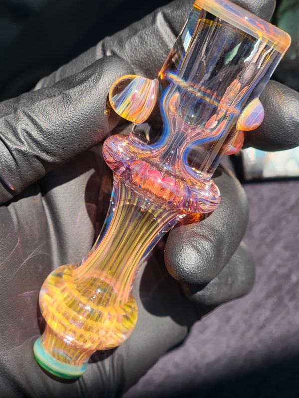 Heady Chillum 4.47" Handmade  Collectible Glass Art Tobacco Pipe