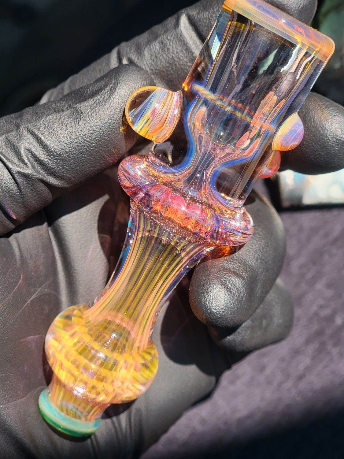 Heady Chillum 4.47" Handmade  Collectible Glass Art Tobacco Pipe