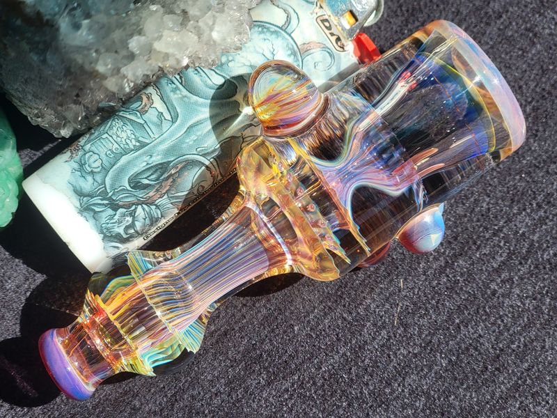 Heady Chillum 4.04" Handmade  Collectible Glass Art Tobacco Pipe