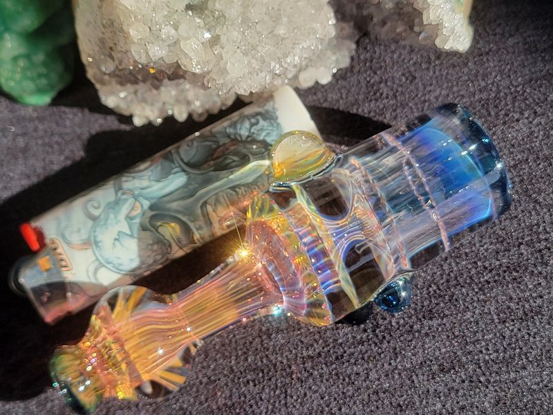Heady Chillum 4.37" Handmade  Collectible Glass Art Tobacco Pipe