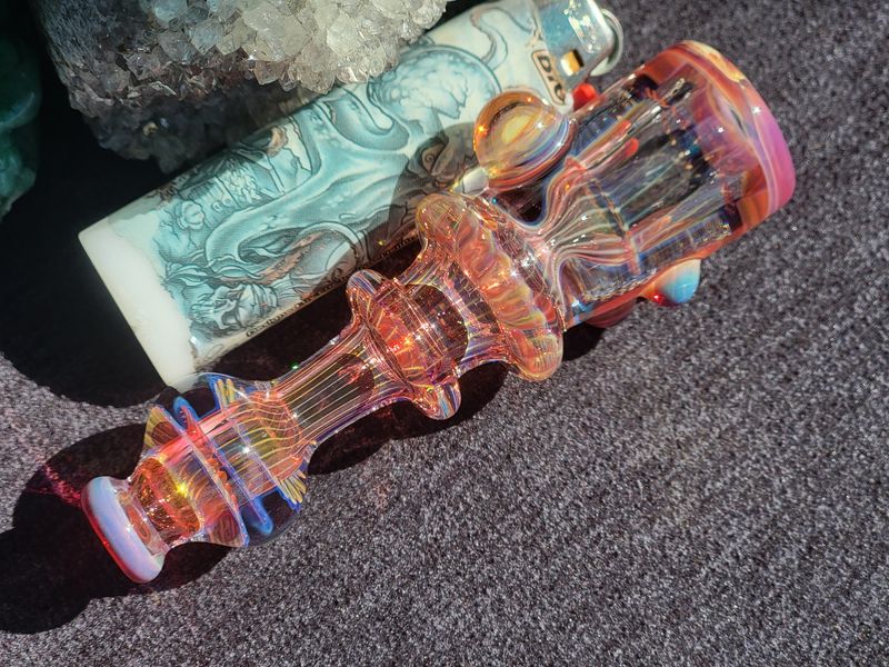 Heady Chillum 4.14" Handmade  Collectible Glass Art Tobacco Pipe