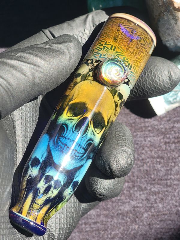 Heady Chillum 4.12" Handmade  Collectible Glass Art Tobacco Pipe