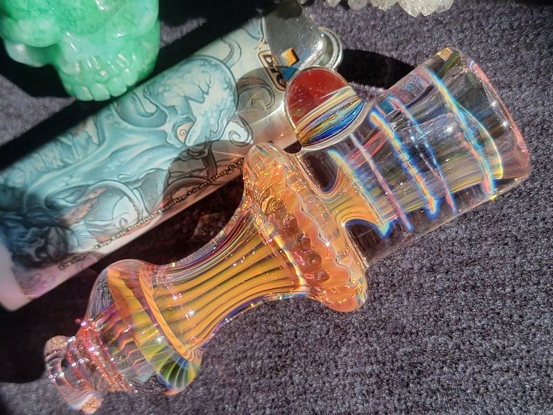 Heady Chillum 3.66" Handmade  Collectible Glass Art Tobacco Pipe