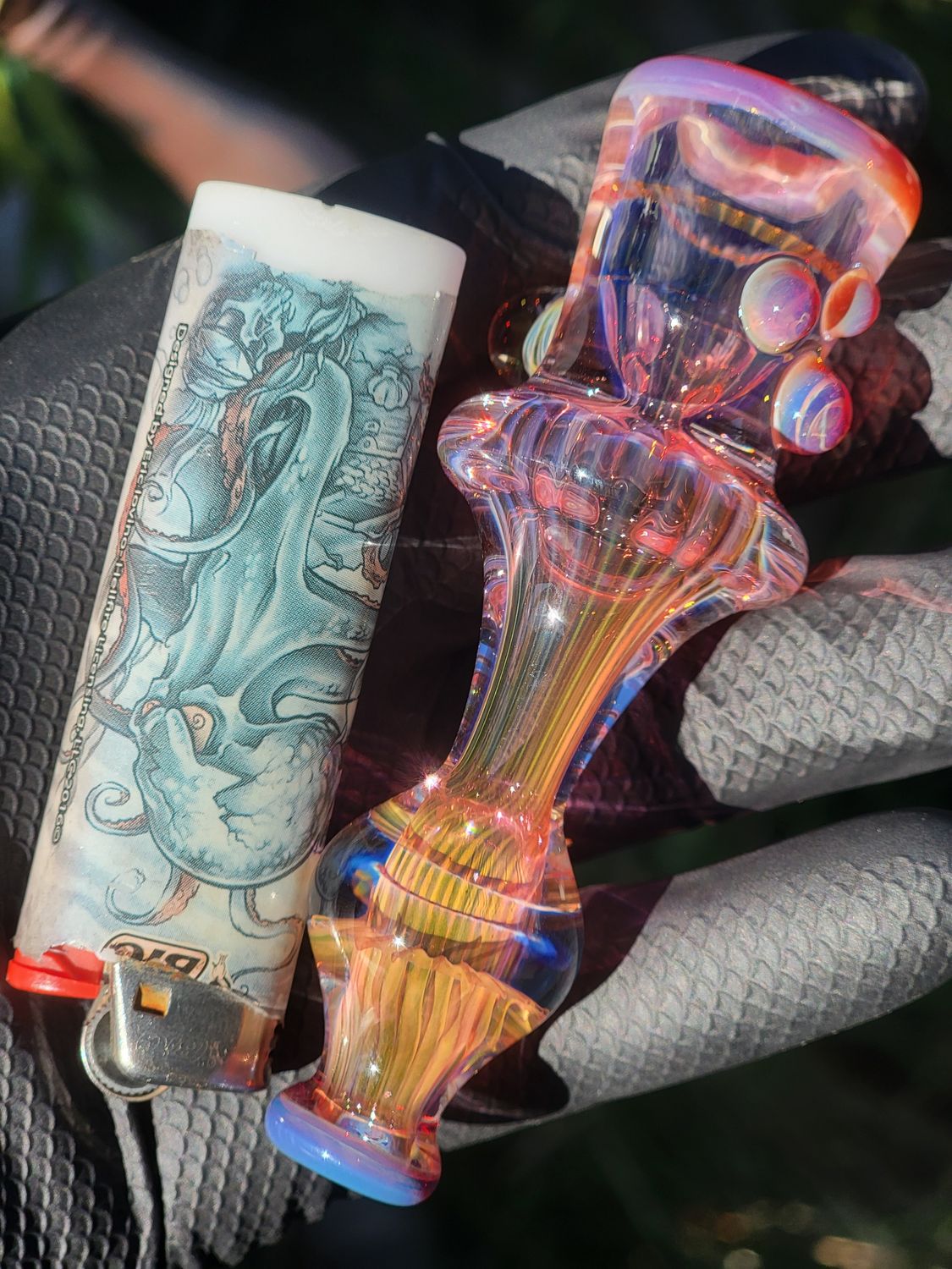 Heady Chillum 4.03" Handmade  Collectible Glass Art Tobacco Pipe