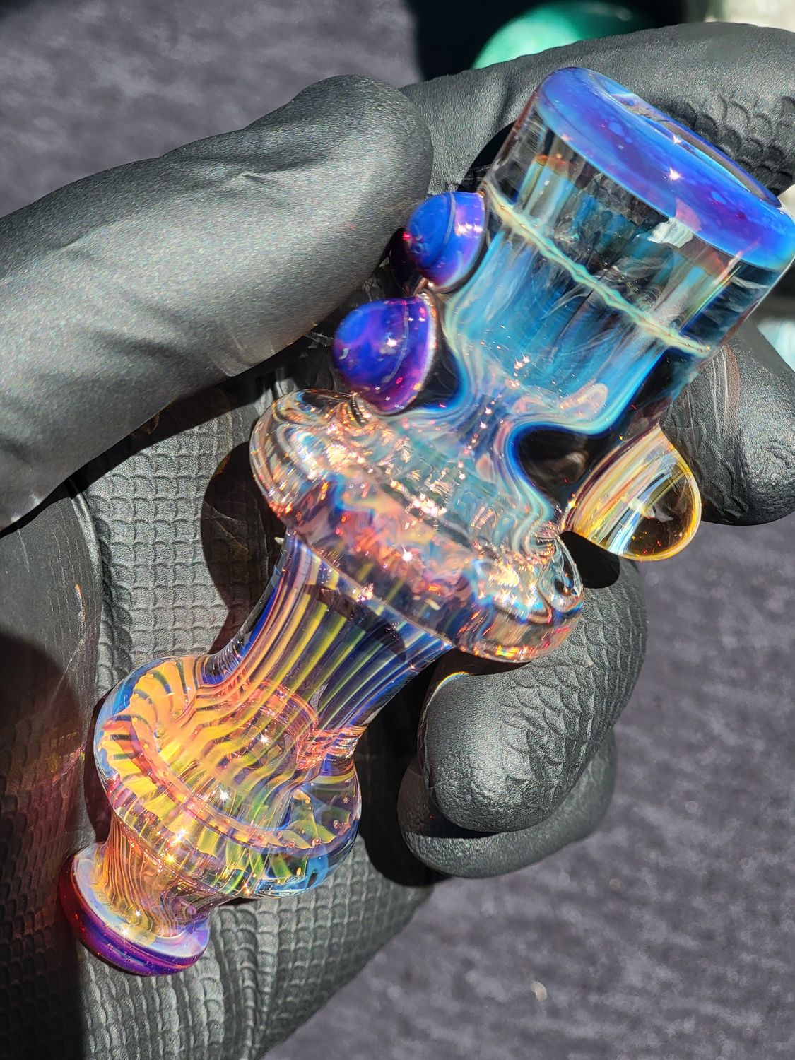 Heady Chillum 3.86" Handmade  Collectible Glass Art Tobacco Pipe