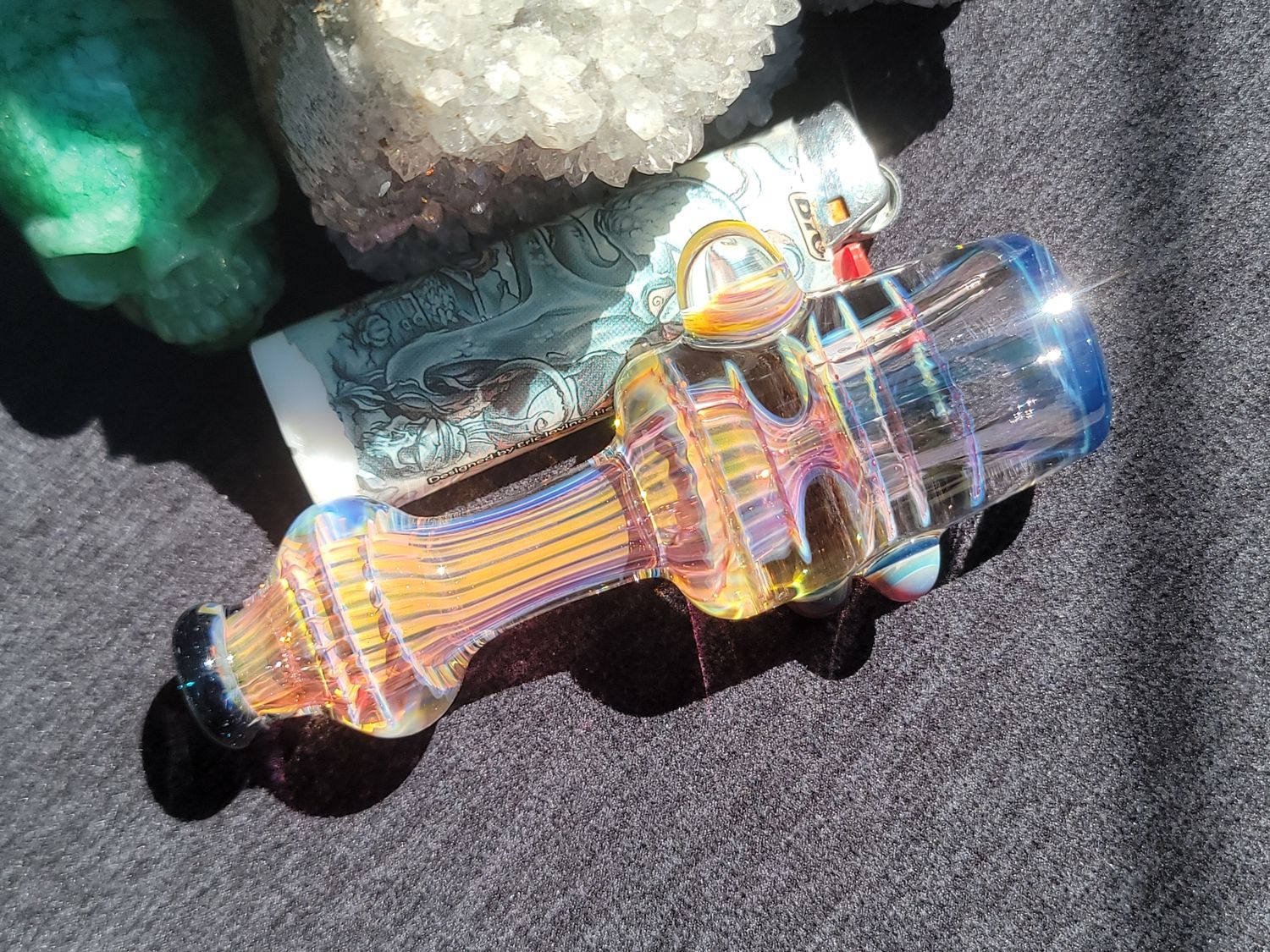 Heady Chillum 4.28" Handmade  Collectible Glass Art Tobacco Pipe