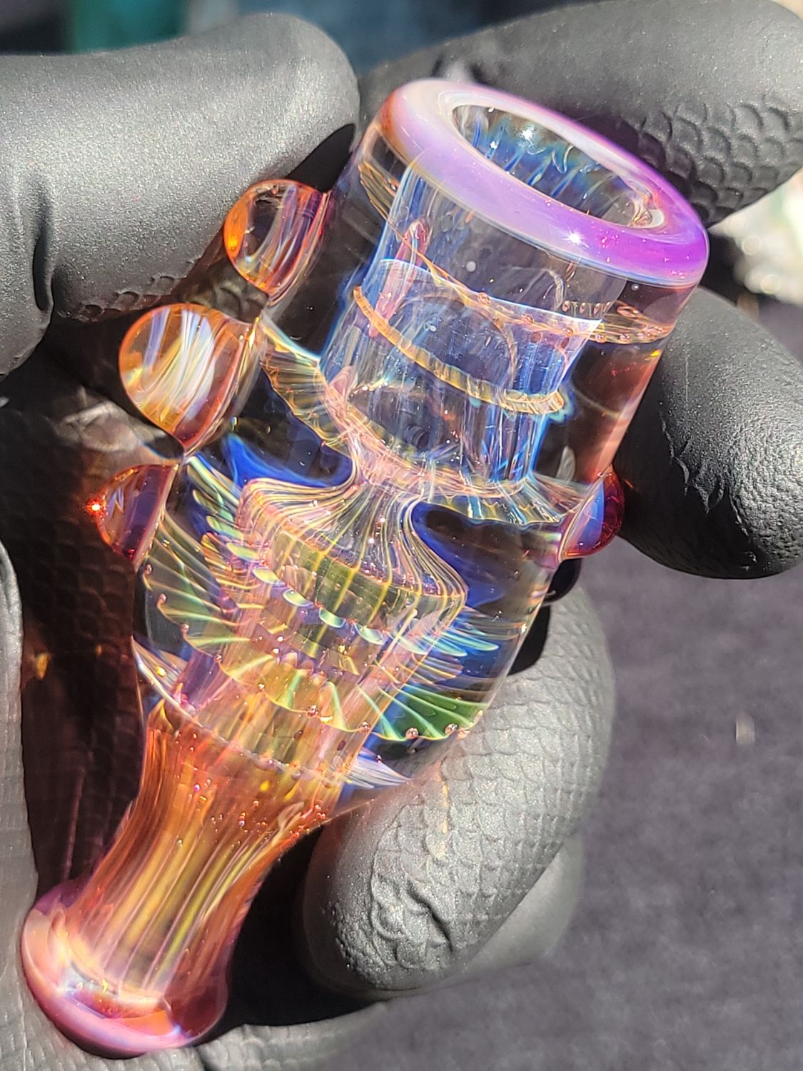 Heady Chillum 3.46" Handmade  Collectible Glass Art Tobacco Pipe