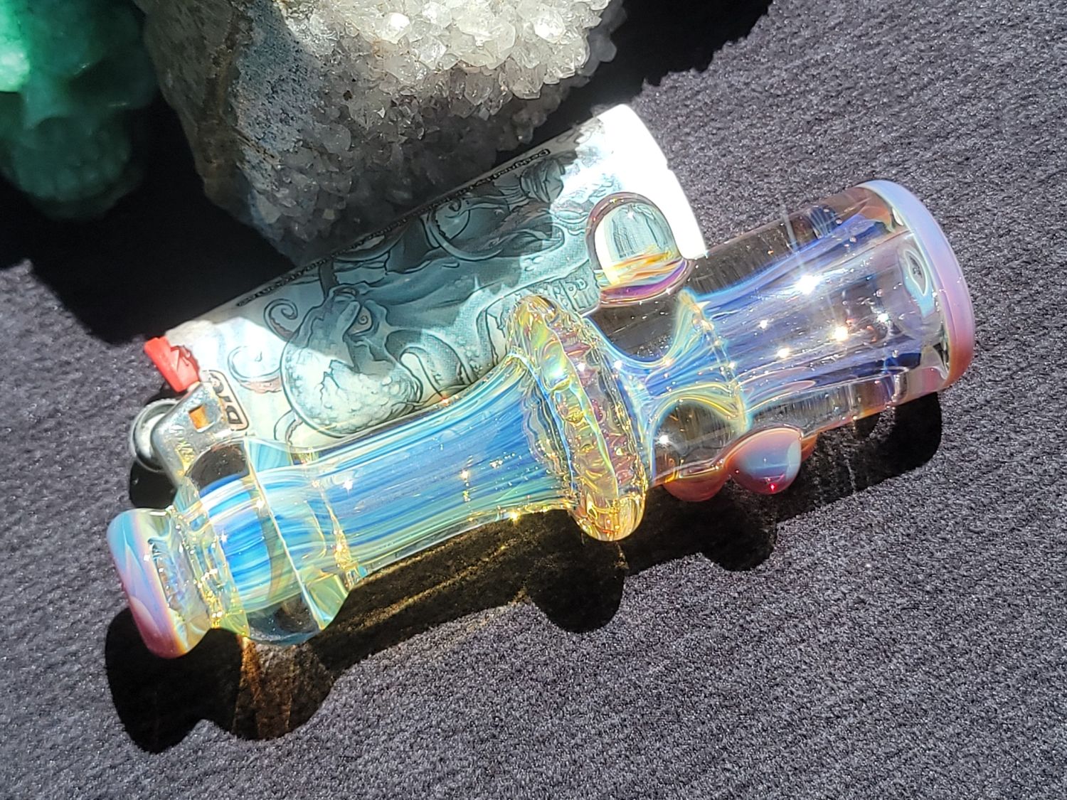 Heady Chillum 4.43" Handmade  Collectible Glass Art Tobacco Pipe