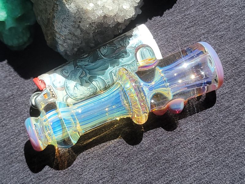 Heady Chillum 4.43" Handmade  Collectible Glass Art Tobacco Pipe