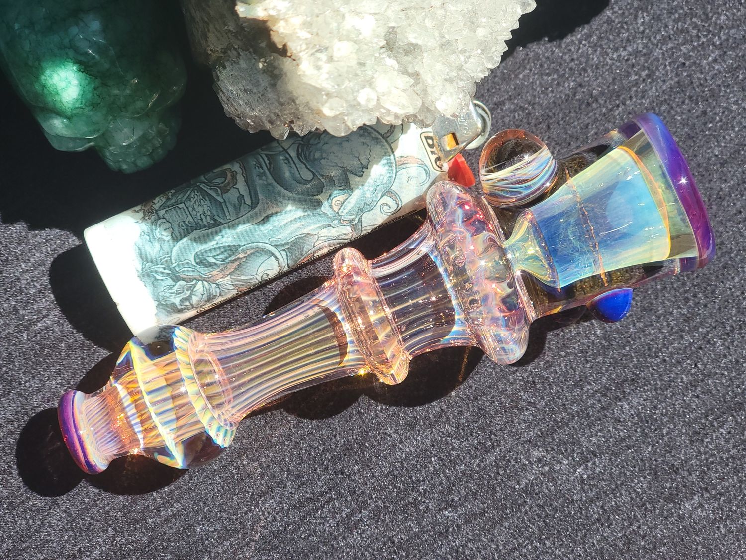 Heady Chillum 5.03" Handmade  Collectible Glass Art Tobacco Pipe