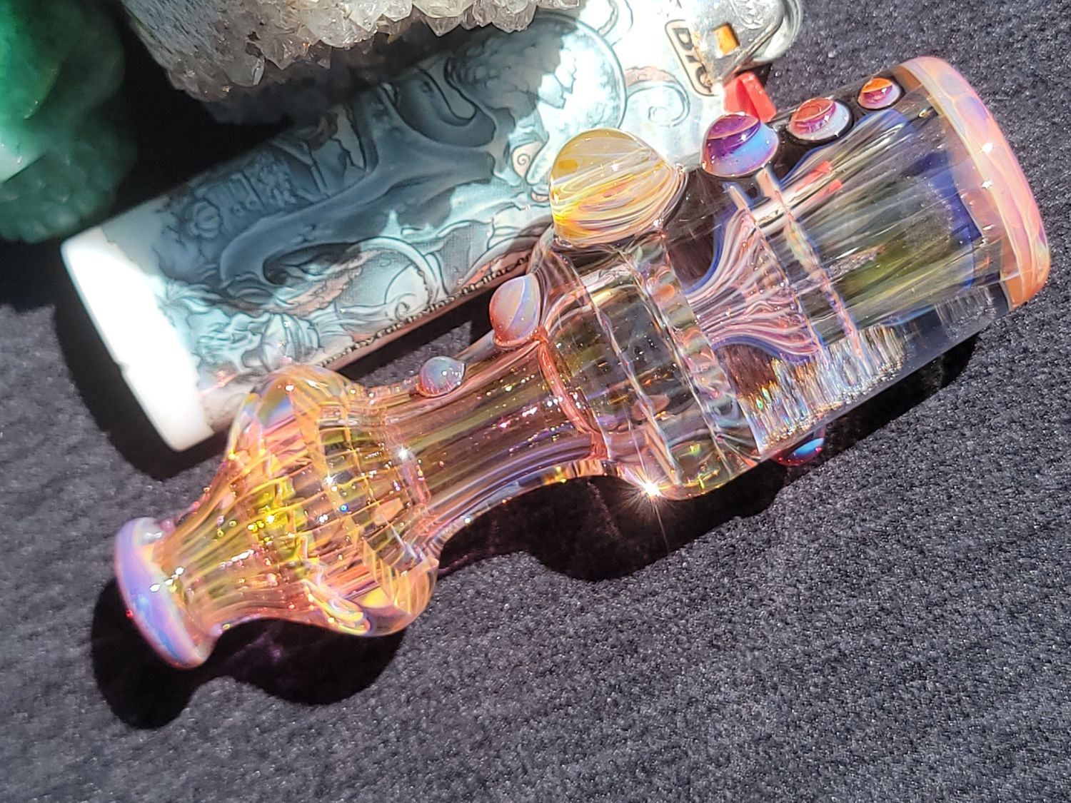 Heady Chillum 3.88" Handmade  Collectible Glass Art Tobacco Pipe