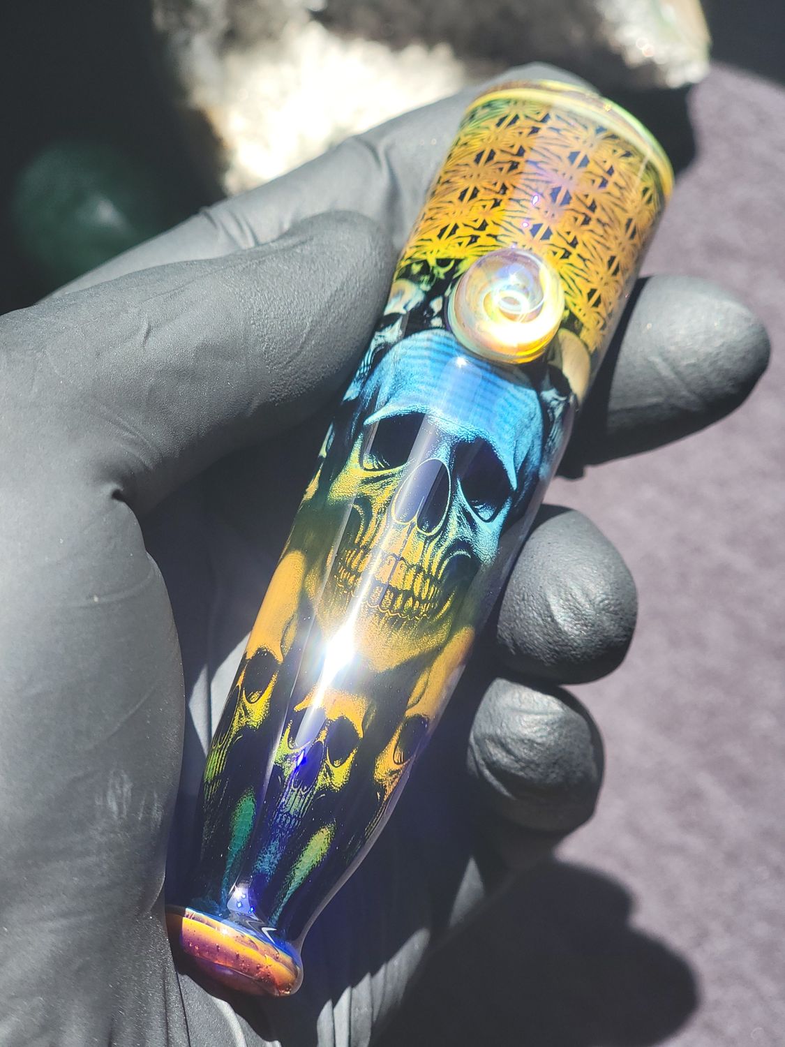 Heady Chillum 4.24" Handmade  Collectible Glass Art Tobacco Pipe