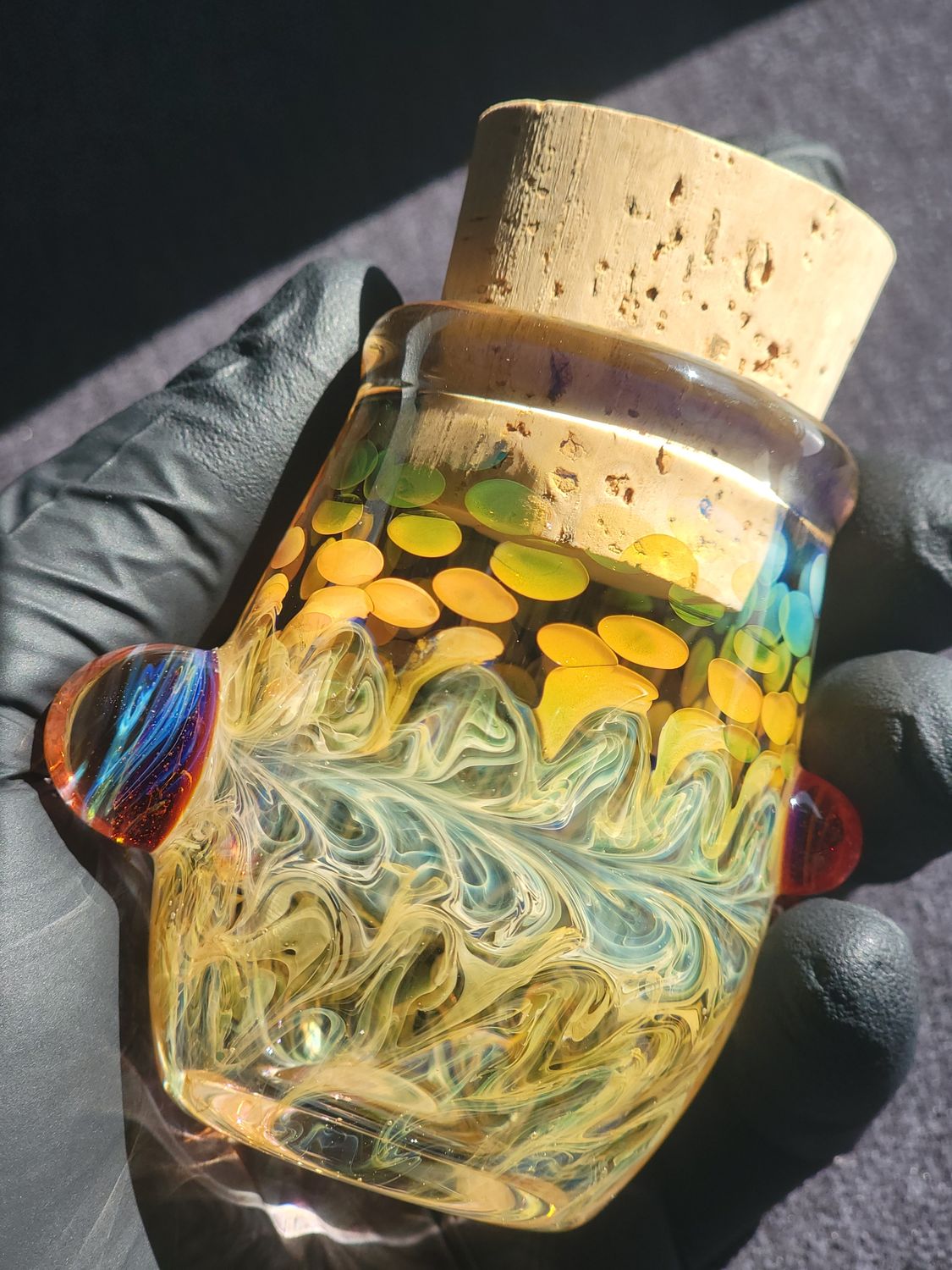 Heady Jar 2.94" Handmade  Collectible Glass Art Tobacco Pipe