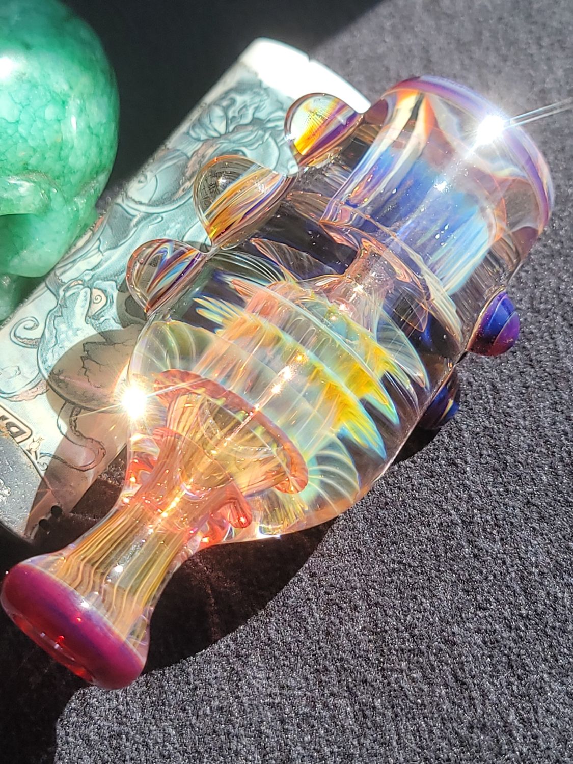 Heady Chillum 3.48" Handmade  Collectible Glass Art Tobacco Pipe