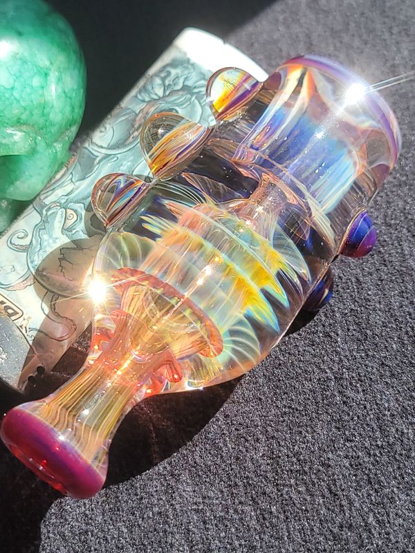 Heady Chillum 3.48" Handmade  Collectible Glass Art Tobacco Pipe