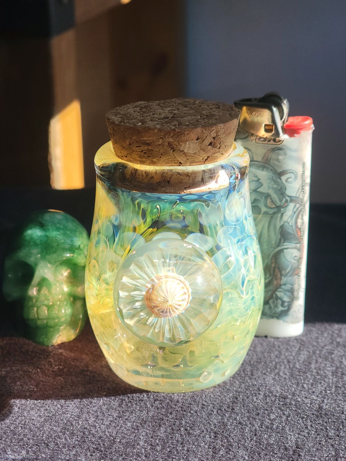Heady Jar 2.94" Handmade  Collectible Glass Art Tobacco Pipe