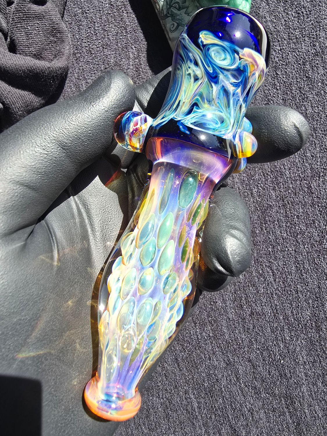 Heady Chillum 4.91" Handmade  Collectible Glass Art Tobacco Pipe