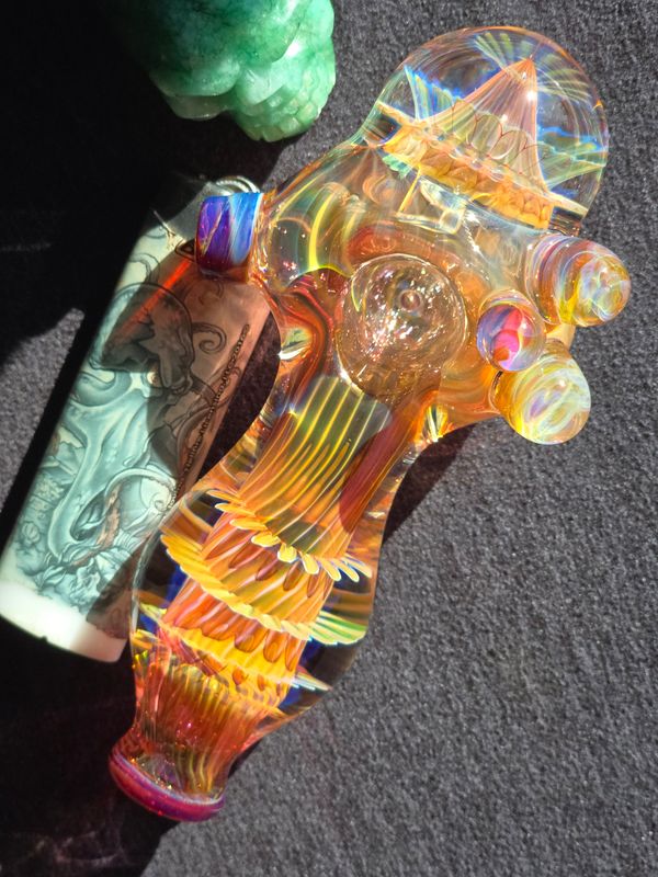 Heady Fumed Handmade Collectible Glass Art Tobacco Pipe