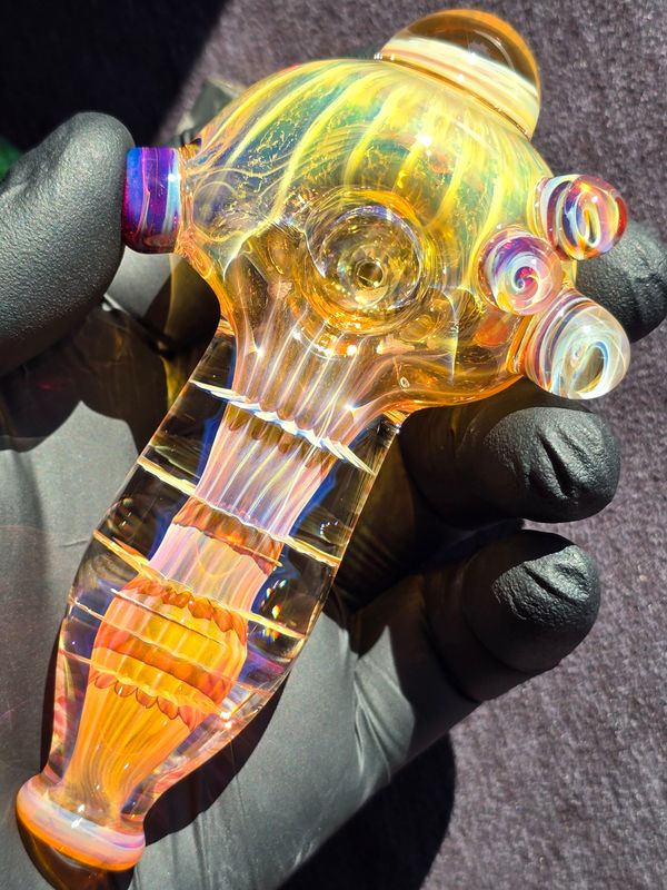Heady Fumed Handmade 4.66" Collectible Glass Art Tobacco Pipe