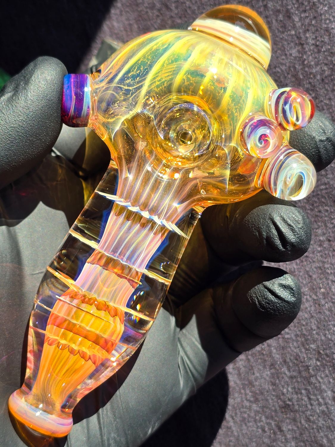 Heady Fumed Handmade 4.66" Collectible Glass Art Tobacco Pipe