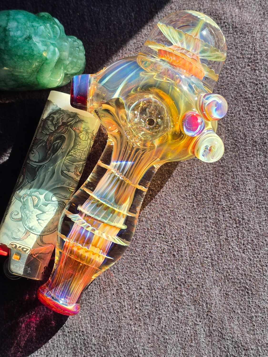 Heady Fumed Handmade 4.93" Collectible Glass Art Tobacco Pipe