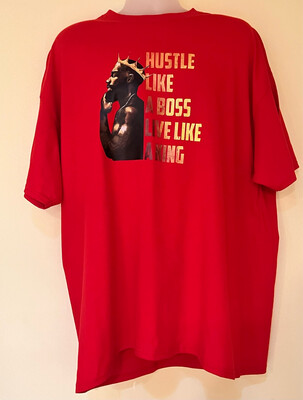 Hustle like a boss, live like a king men XXL red crew neck t-shirt.