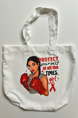Protect yourself at all the times girl tote bag.