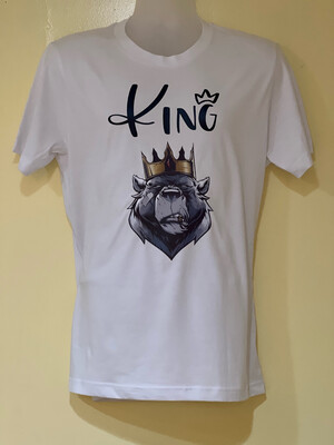 King Large Men White Crew Neck T-Shirt.