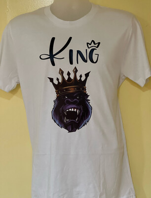 King Large Men White Crew Neck T-shirt.