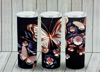 Butterfly 20oz Black Tumbler Cup.
