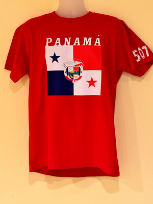 Red Panamá Flag T-shirt In Size XL.