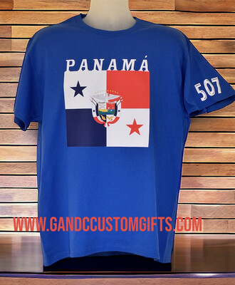 Panamá Custom Flag Blue T- Shirt Size Large.