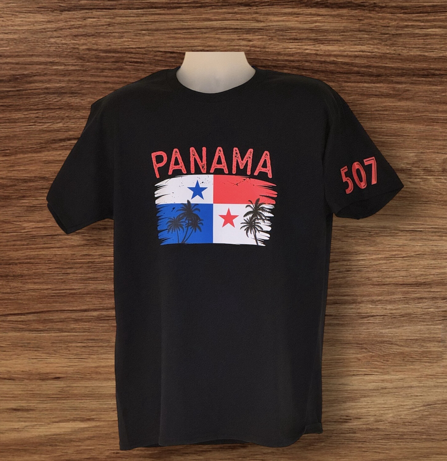 Panamá Flag Black T-shirt Size XL