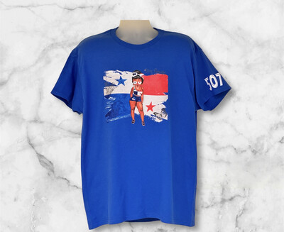Viva Panamá blue Cotton T-Shirt Size Large.