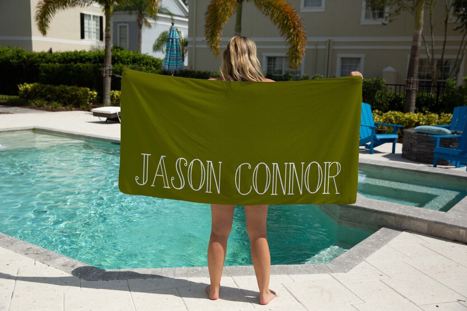 Personalized Dark Green Name Beach Towel, Boy Beach Towel Gift Idea, Kid Summer Gift, Summer Gift, Beach Idea, Child Name Towel, Teen Beach