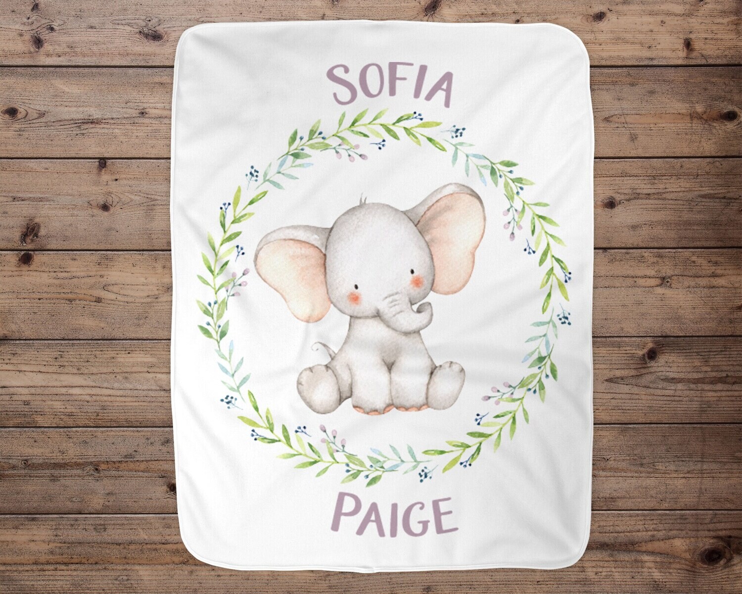 Elephant Personalized Baby Girl Blanket, Baby Blanket, Name Baby Blanket, Baby Gift, Baby Elephant, Blanket, Blanket Girl,Purple, Name