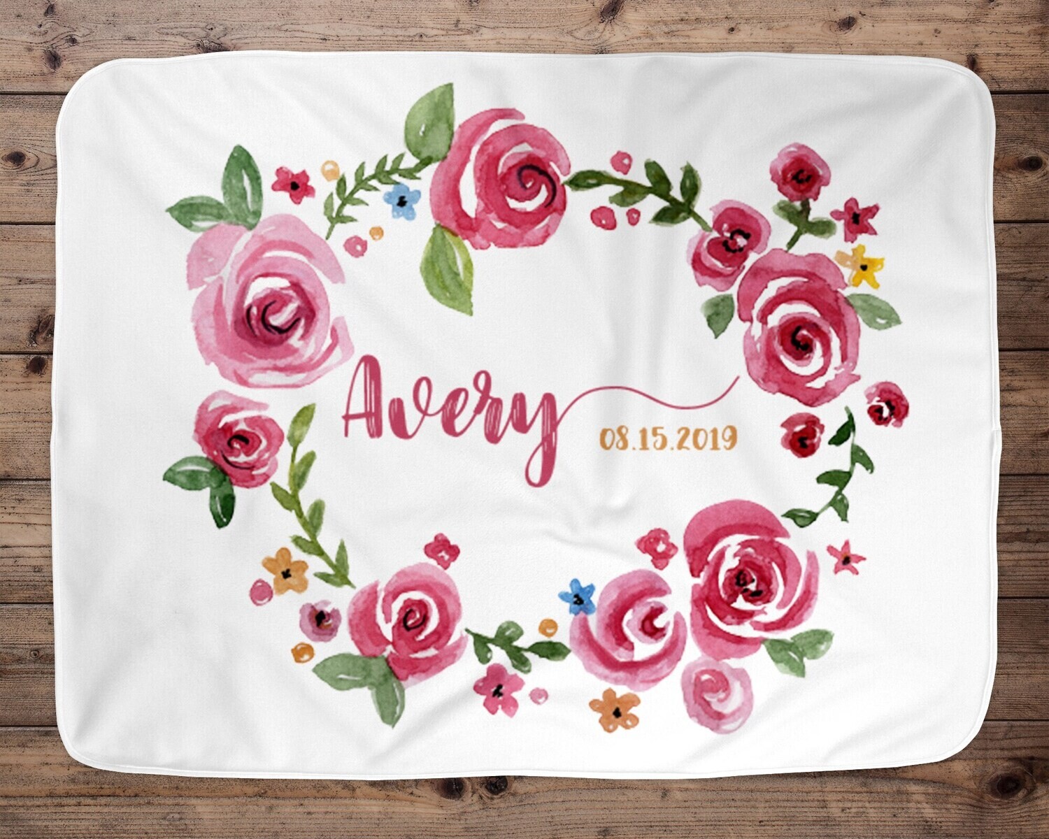 Personalized Baby Girl Blanket, Baby Blanket, Name Baby Blanket, Unique Baby Gift, Floral Baby, Goodnight Blanket, Blanket Girl, Pink, Girl
