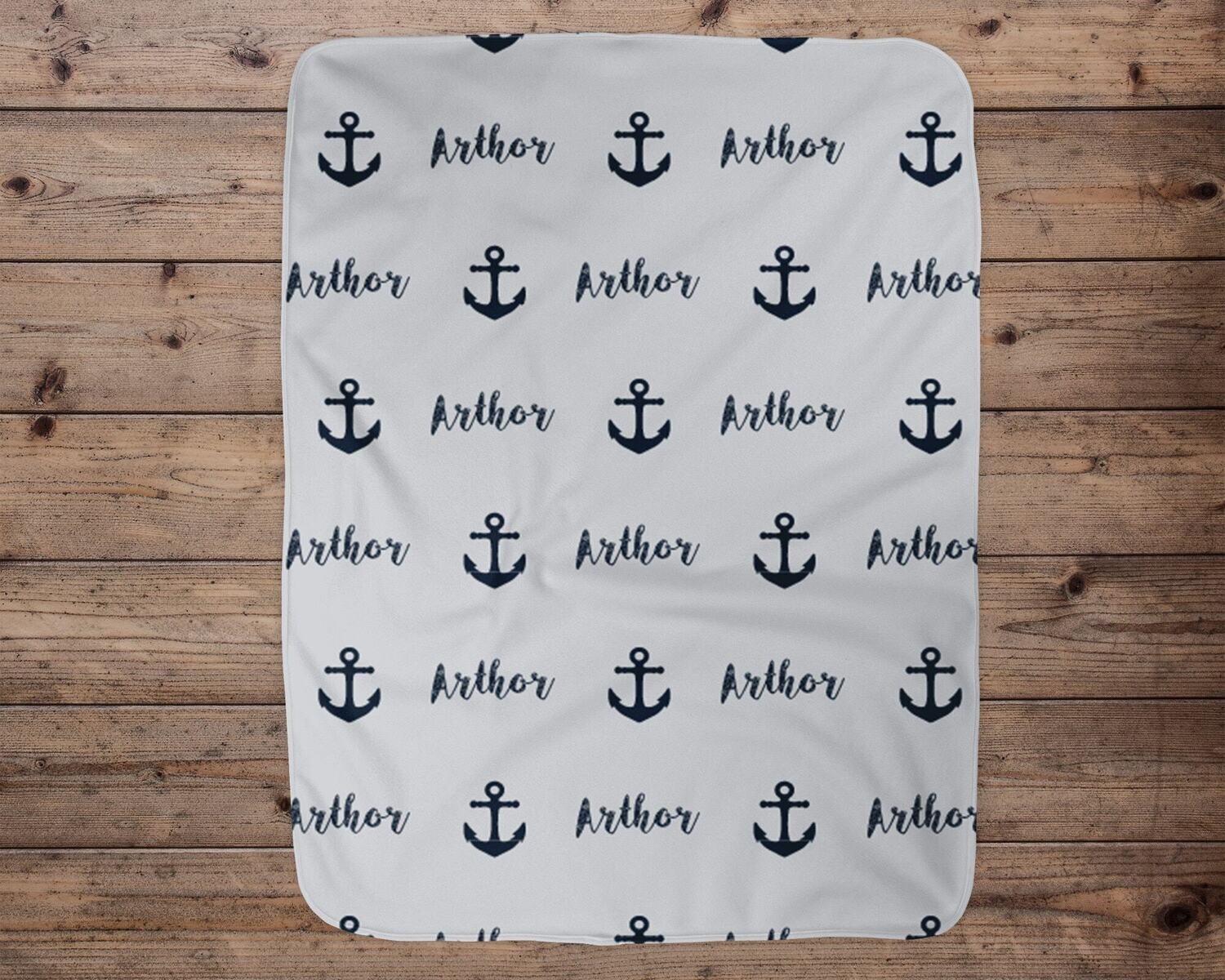 Custom Baby Blanket, Baby Blanket, Name Baby Blanket, Navy Baby Gift, Minky Baby, Nautical Blanket, Anchor Blanket, Baby Gift, Baby Boy, Boy