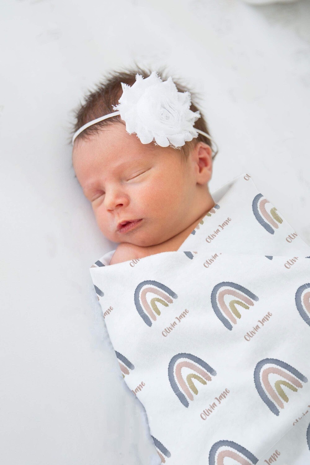 Customized Boho Rainbow Baby Baby Girl Rainbow Swaddle Blanket Gift Idea, Baby Swaddle For Baby Girl, Newborn Baby Name Swaddle Photo Prop