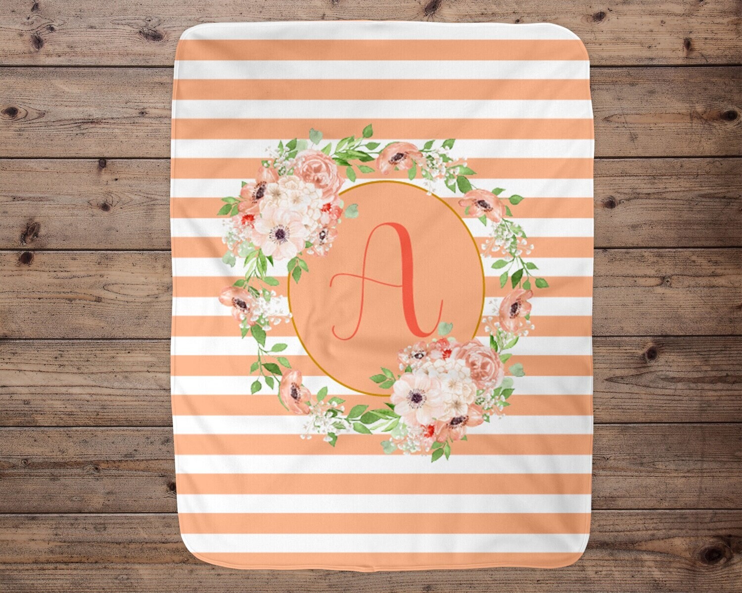 Personalized Baby Girl Blanket, Baby Blanket, Initial Baby Blanket, Girl Baby Gift, Floral, Swaddle Blanket, Blanket Girl, Girl, Stripes