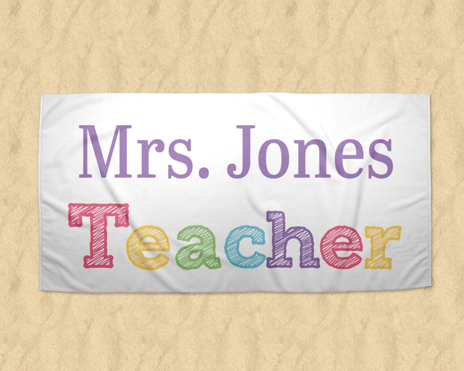 Personalized Teacher Appreciation Beach Towel, End Of Year Teacher Gift, Teacher Summer Gift, Customized Teacher Towel For Summer Vacation