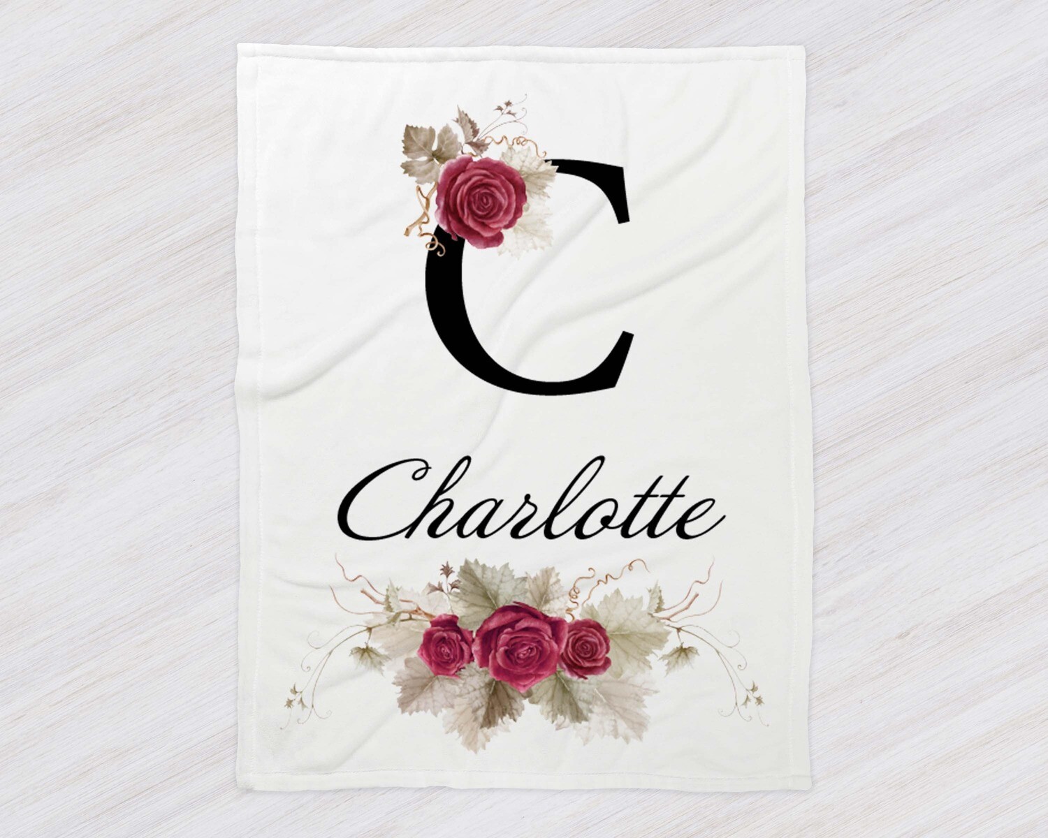 Personalized Baby Girl Blanket, Baby Blanket, Name Baby Blanket, Girl Baby Gift, Floral, Swaddle Blanket, Blanket Girl, Red, Black, Letter