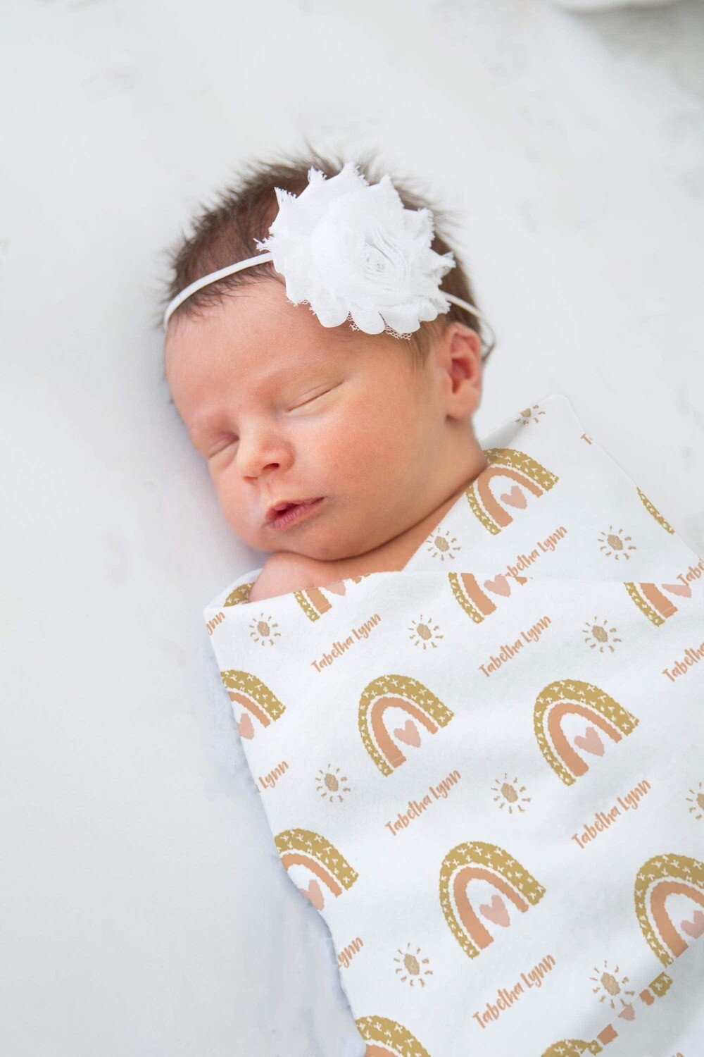 Customized Boho Rainbow Baby Baby Girl Rainbow Swaddle Blanket Gift Idea, Baby Swaddle For Baby Girl, Newborn Baby Name Swaddle Photo Prop